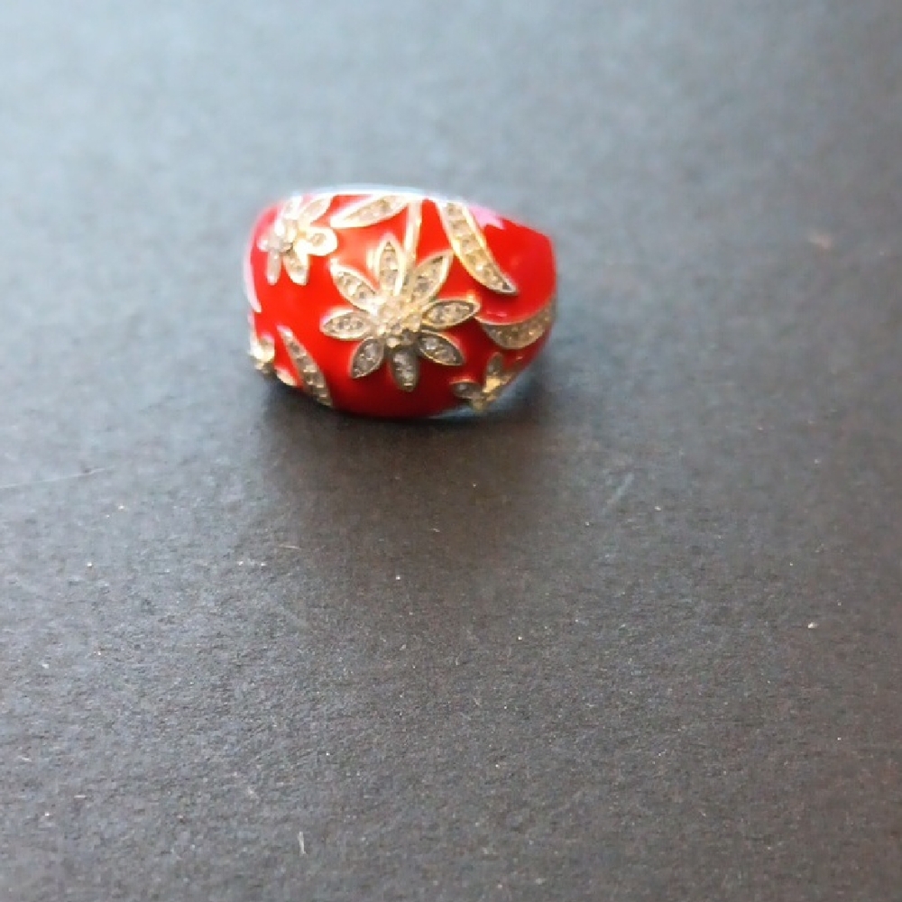 Ross Simons 925 Silver And Red Enamel Ladies Ring Size 6
